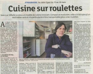 Article paru dans les Dernières Nouvelles d'Alsace le samedi 15 mars 2014 à l'occasion de la présence de la C=1m2 sur le saon EGAST